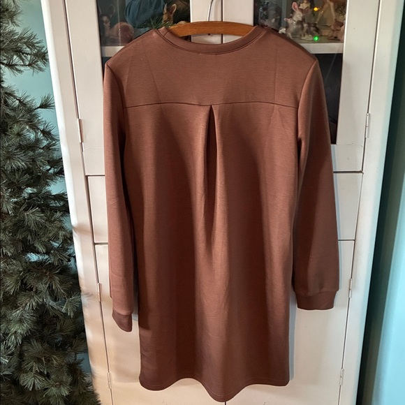 Wiholl sz S Brown Sweatshirt Dress nwt soft buttery feel with pockets - Picture 5 of 7